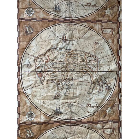 Brunschwig & Fils "Cartography"  fabric toile vintage swatch 31” x 54” - Picture 4 of 6